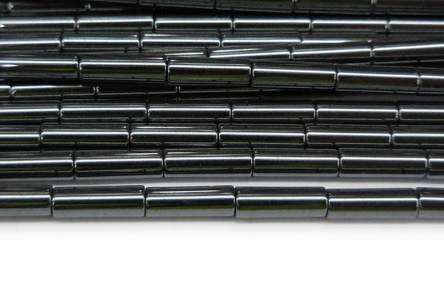 15.5" Hematite stone tube beads 3x9mm, gemstone tube