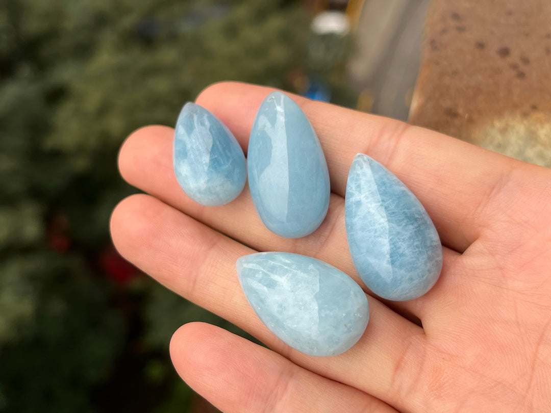 1PC 26~33mm AA Natural Aquamarine teardrop cabochon Undrilled pendant