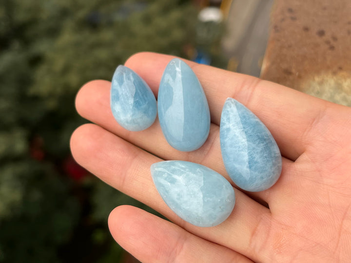 1PC 26~33mm AA Natural Aquamarine teardrop cabochon Undrilled pendant