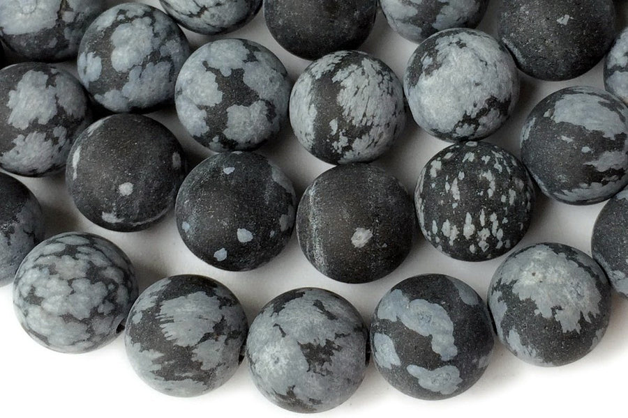 15.5" 6mm/8mm/10mm/12mm Matte/frosted Natural Snowflake Obsidian round beads