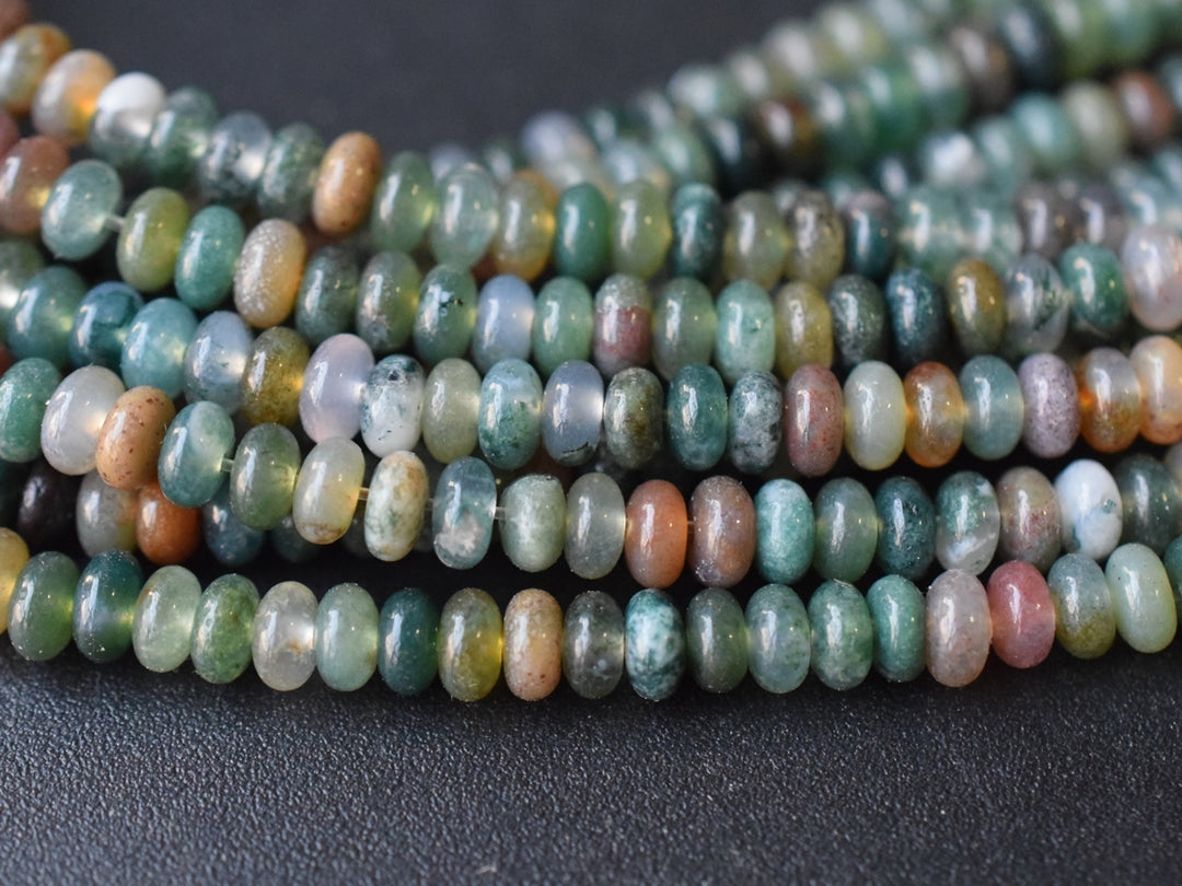 15.5" 2x4mm Natural Indian agate rondelle beads