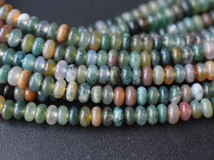 15.5" 2x4mm Natural Indian agate rondelle beads