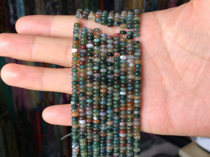 15.5" 2x4mm Natural Indian agate rondelle beads
