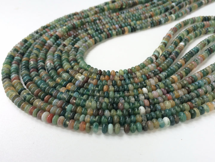 15.5" 2x4mm Natural Indian agate rondelle beads