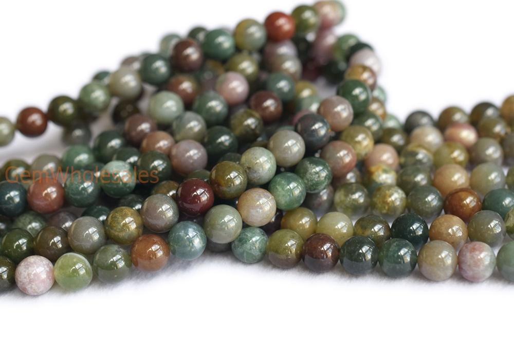 15.5" natural 4mm/6mm/8mm/10mm/12mm/14mm green Indian agate Round beads Gemstone