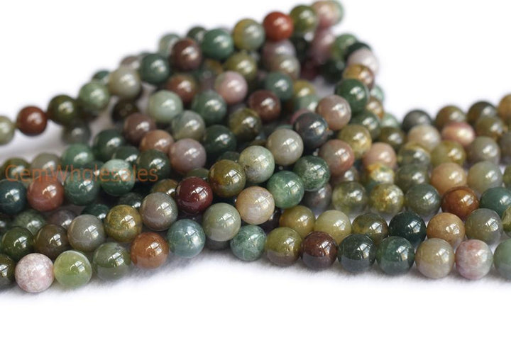 15.5" natural 4mm/6mm/8mm/10mm/12mm/14mm green Indian agate Round beads Gemstone