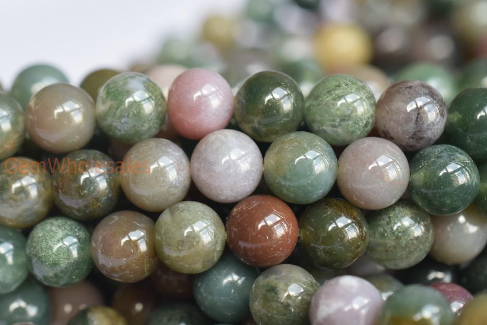 15.5" natural 4mm/6mm/8mm/10mm/12mm/14mm green Indian agate Round beads Gemstone