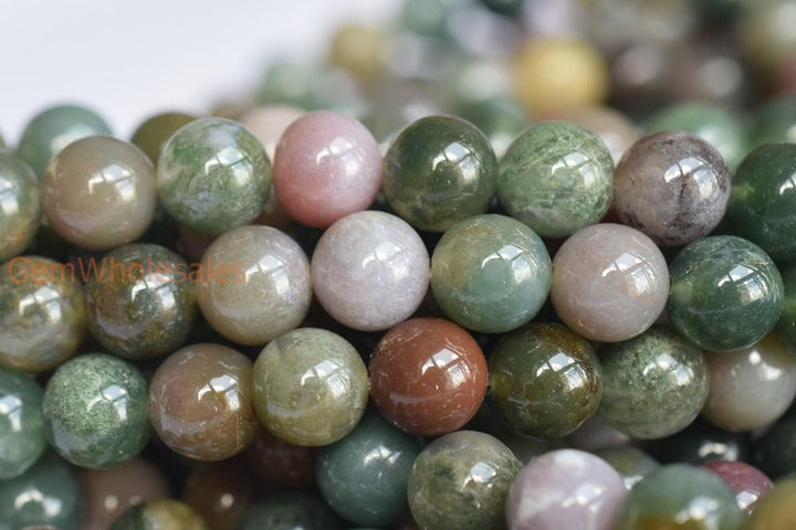 15.5" natural 4mm/6mm/8mm/10mm/12mm/14mm green Indian agate Round beads Gemstone