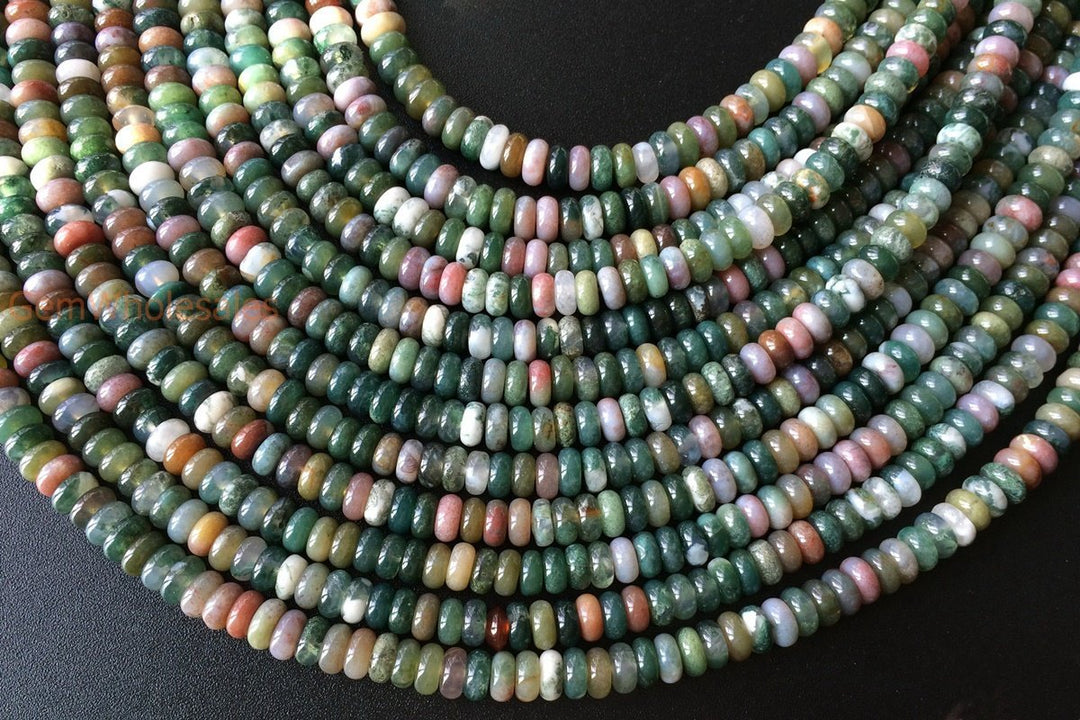 15" Natural Indian agate 3x6mm rondelle beads.