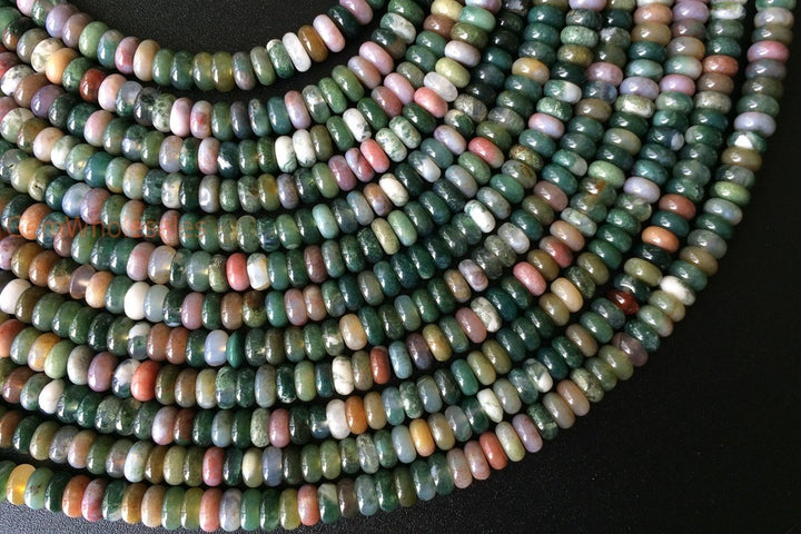 15" Natural Indian agate 3x6mm rondelle beads.