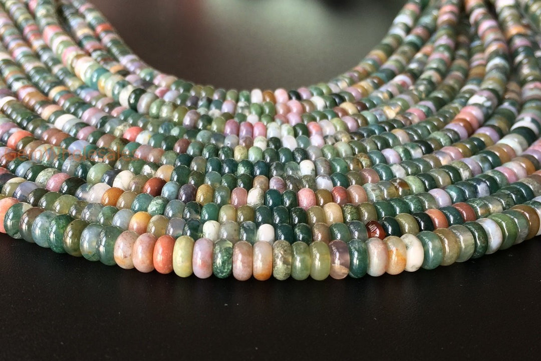 15" Natural Indian agate 3x6mm rondelle beads.