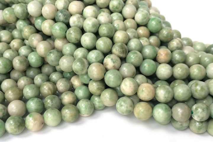 15" 8mm natural green Dushan jade Round beads