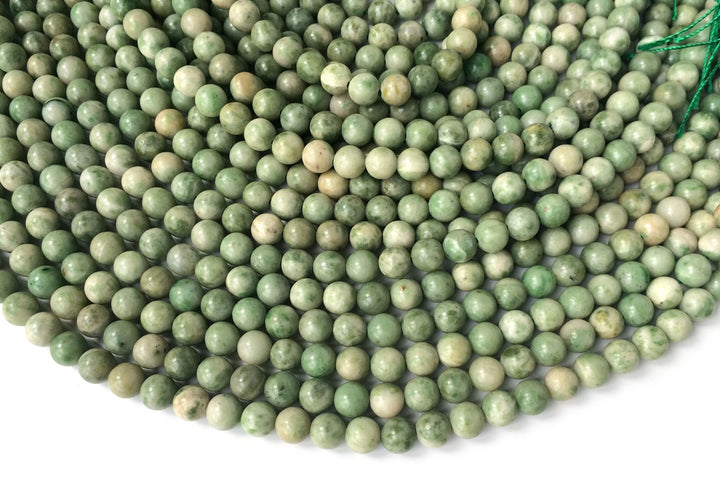 15" 8mm natural green Dushan jade Round beads