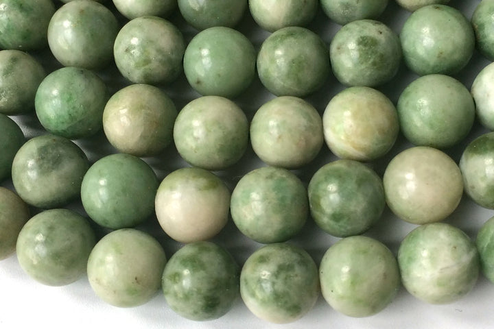 15" 8mm natural green Dushan jade Round beads