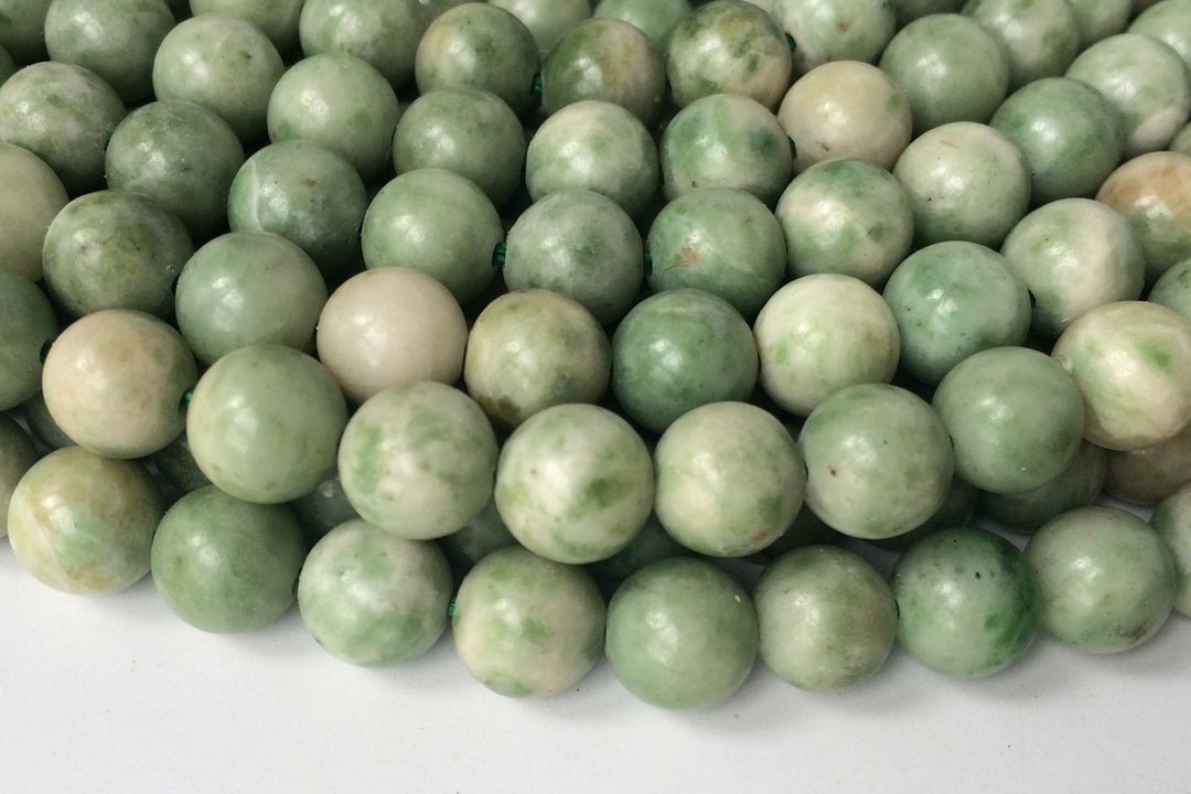 15" 8mm natural green Dushan jade Round beads