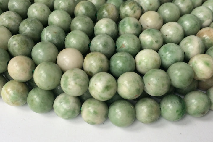 15" 8mm natural green Dushan jade Round beads
