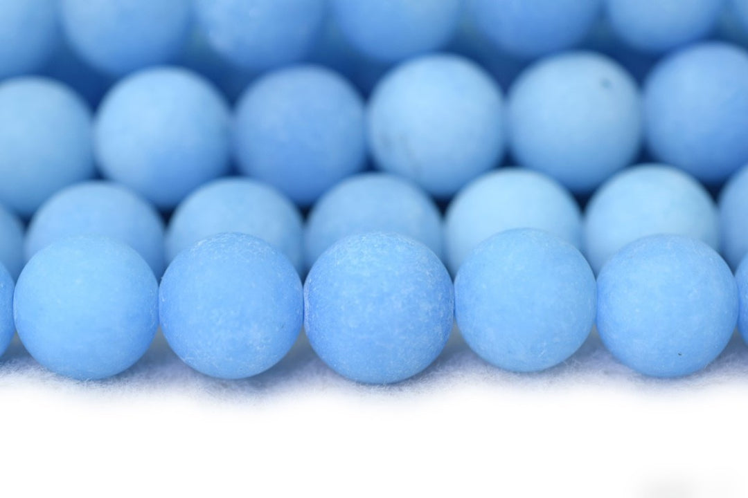 15.25" 6mm/8mm/10mm/12mm matte blue dyed jade Round beads gemstone