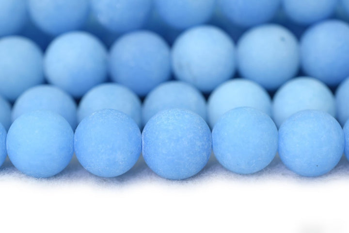 15.25" 6mm/8mm/10mm/12mm matte blue dyed jade Round beads gemstone