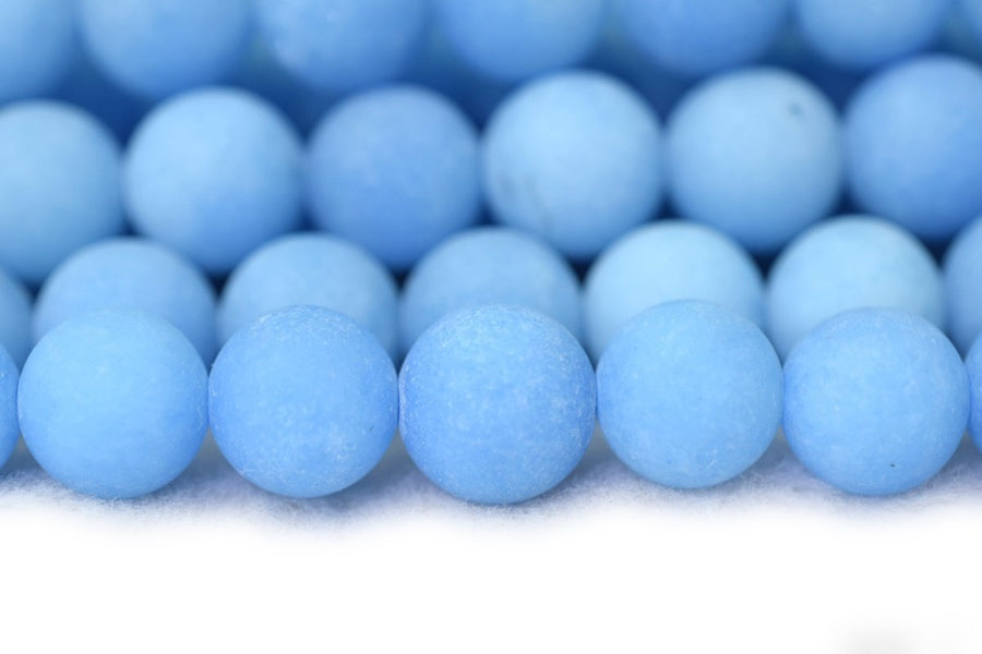 15.25" 6mm/8mm/10mm/12mm matte blue dyed jade Round beads gemstone