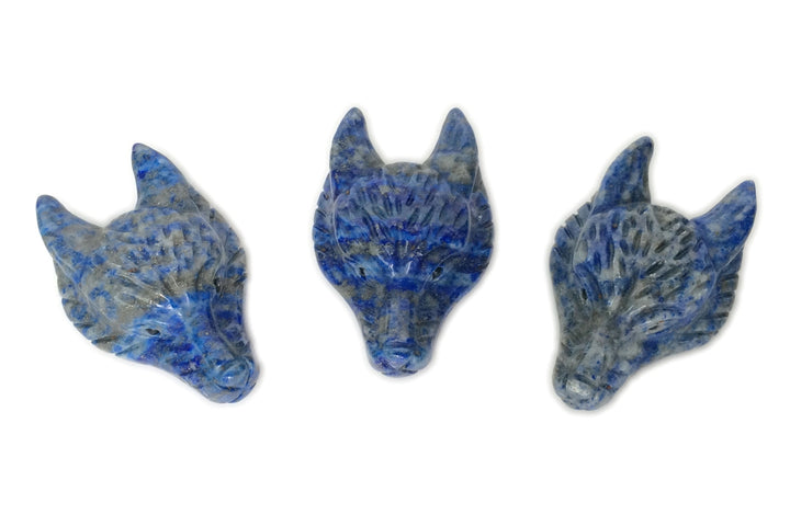 AAA 30x40mm Natural lapis lazuli carving wolf head gemstone pendant