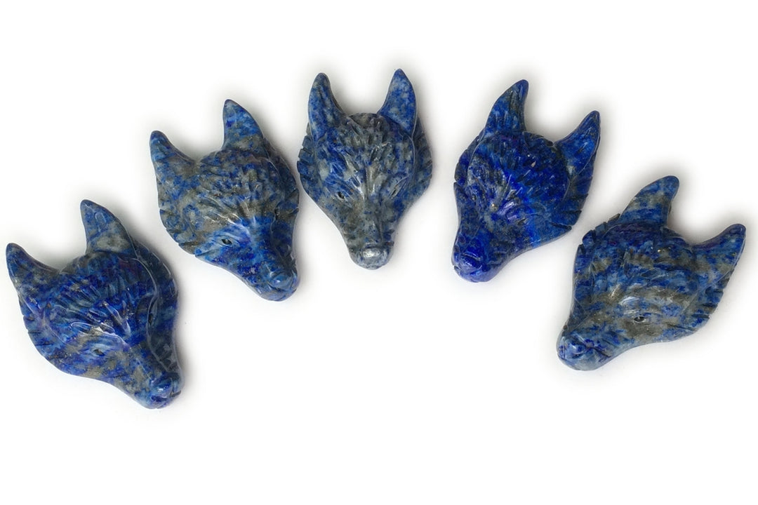 AAA 30x40mm Natural lapis lazuli carving wolf head gemstone pendant