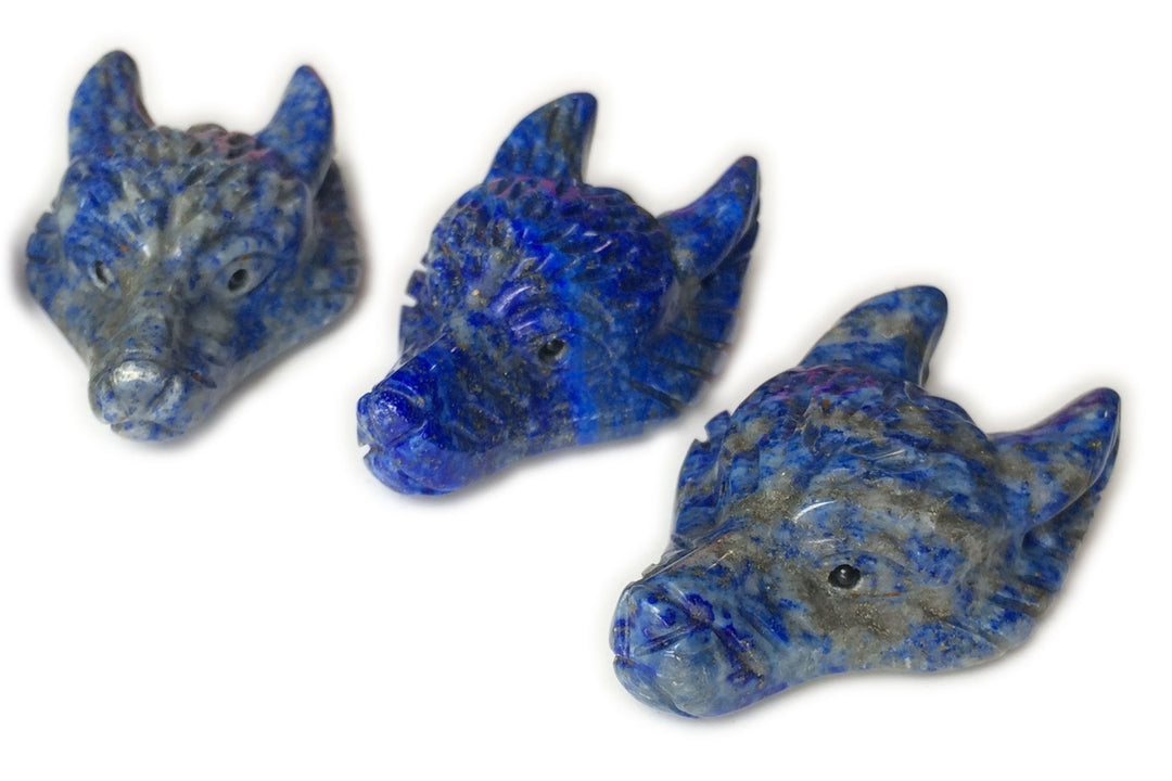AAA 30x40mm Natural lapis lazuli carving wolf head gemstone pendant