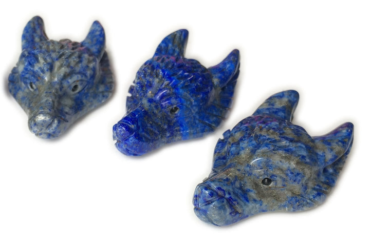 AAA 30x40mm Natural lapis lazuli carving wolf head gemstone pendant