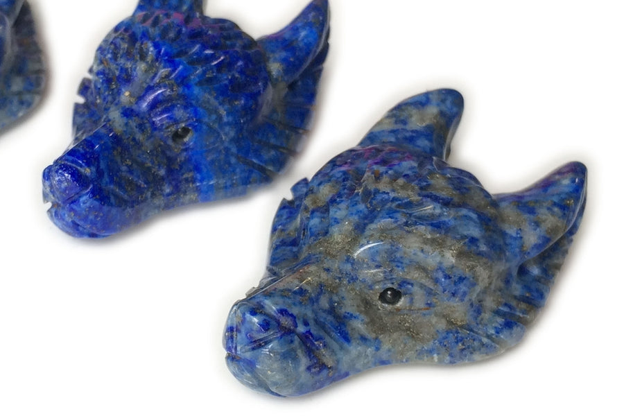 AAA 30x40mm Natural lapis lazuli carving wolf head gemstone pendant
