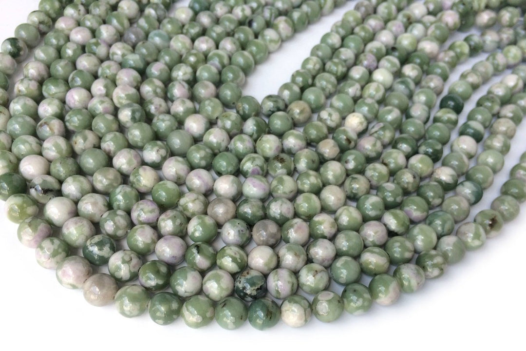 15.5" 8mm natural green lucky jade Round beads gemstone