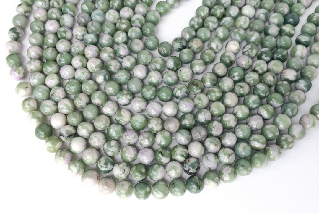 15.5" 8mm natural green lucky jade Round beads gemstone