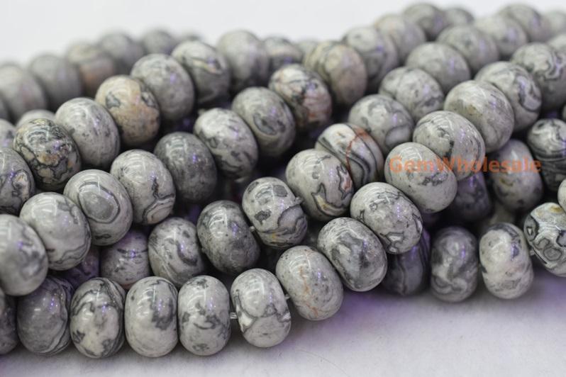 Grey map stone - Rondelle- beads supplier