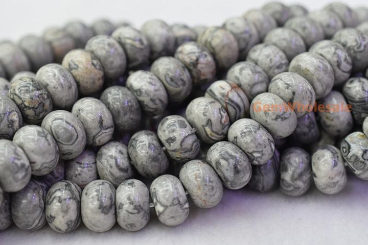 Grey map stone - Rondelle- beads supplier