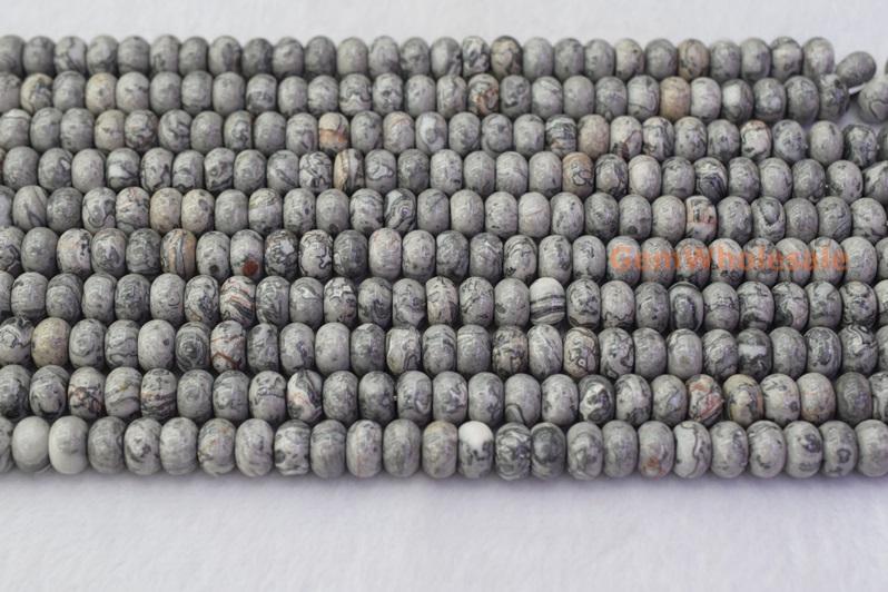 Grey map stone - Rondelle- beads supplier