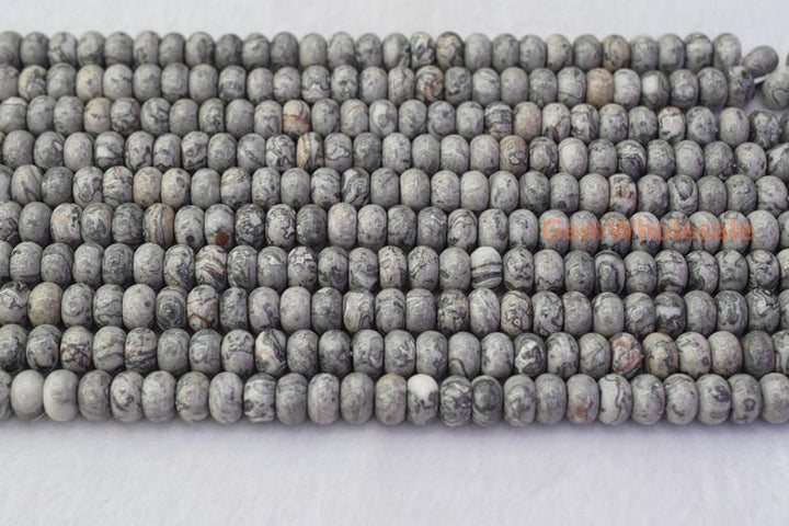 Grey map stone - Rondelle- beads supplier