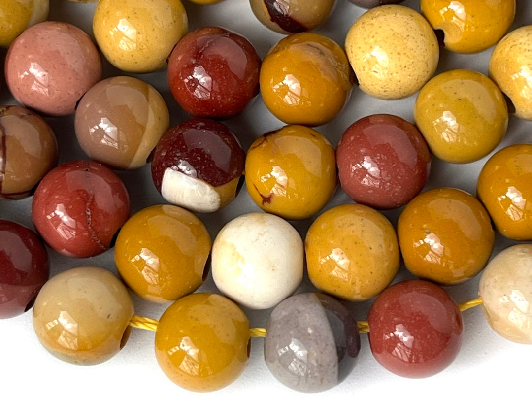 15“ 8mm Natural moukaite/mookaite stone 2.5mm big hole round beads