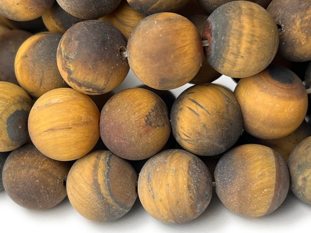15.5" Matte yellow tiger eye 10mm round beads,frosted yellow tiger eye