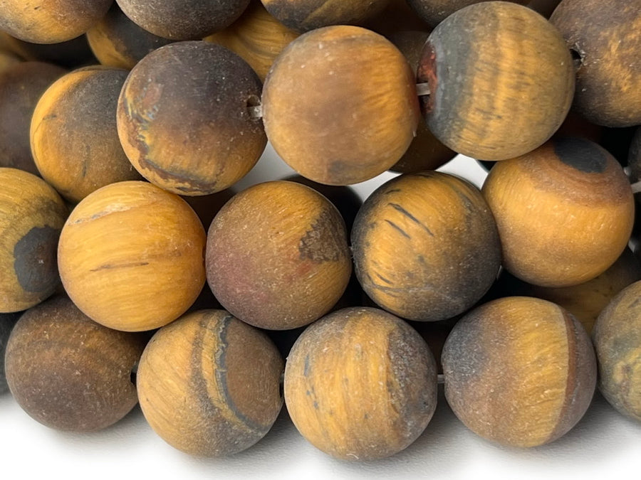 15.5" Matte yellow tiger eye 10mm round beads,frosted yellow tiger eye
