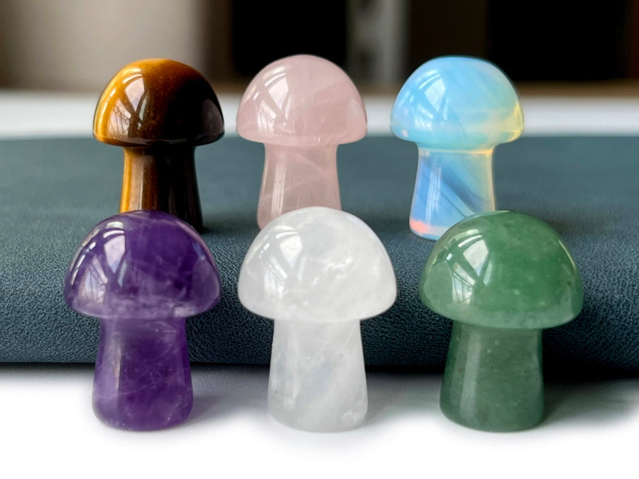 20mm Gemstones Crystal Mushroom Carving Figurines, Healing stone