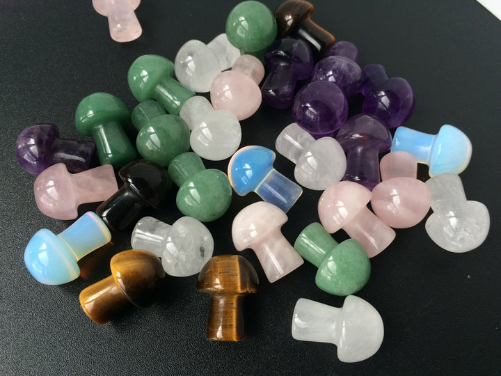 20mm Gemstones Crystal Mushroom Carving Figurines, Healing stone