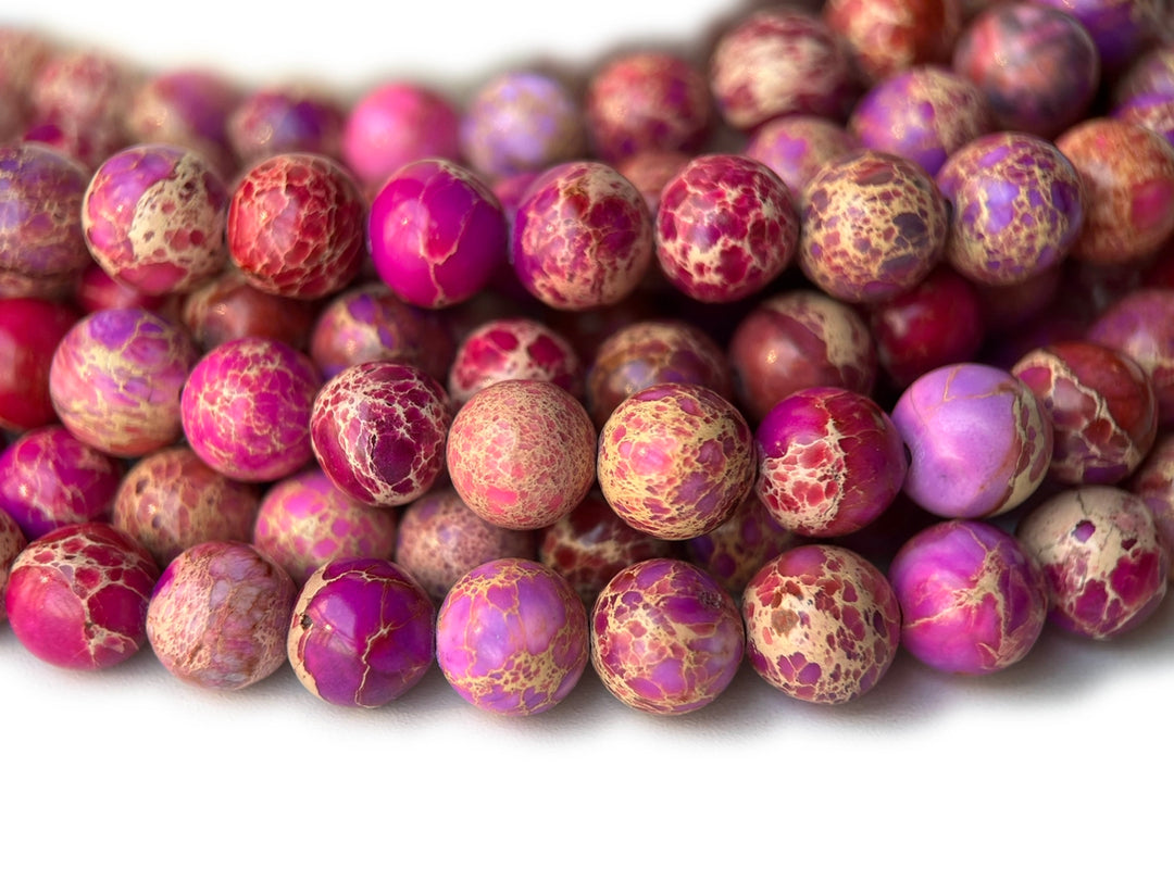 15.5" 8mm purple red emperor jasper round beads, Sea Sediment