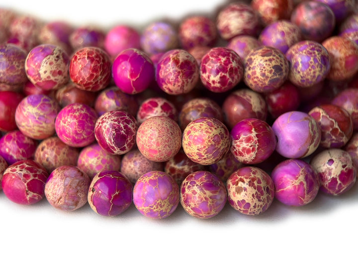 15.5" 8mm purple red emperor jasper round beads, Sea Sediment