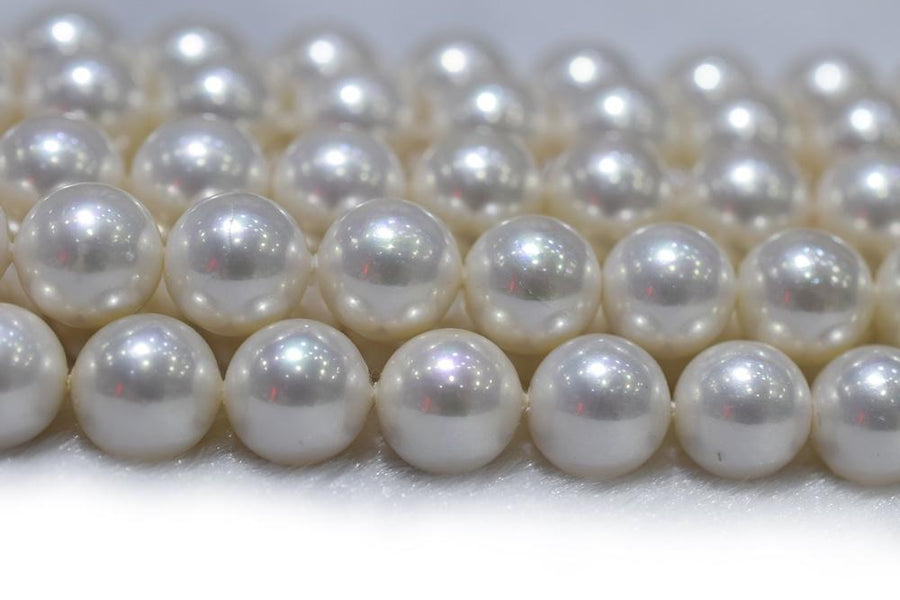 15.5" 8mm/10mm Luster white Shell pearl round beads,shell core pearl,TYP