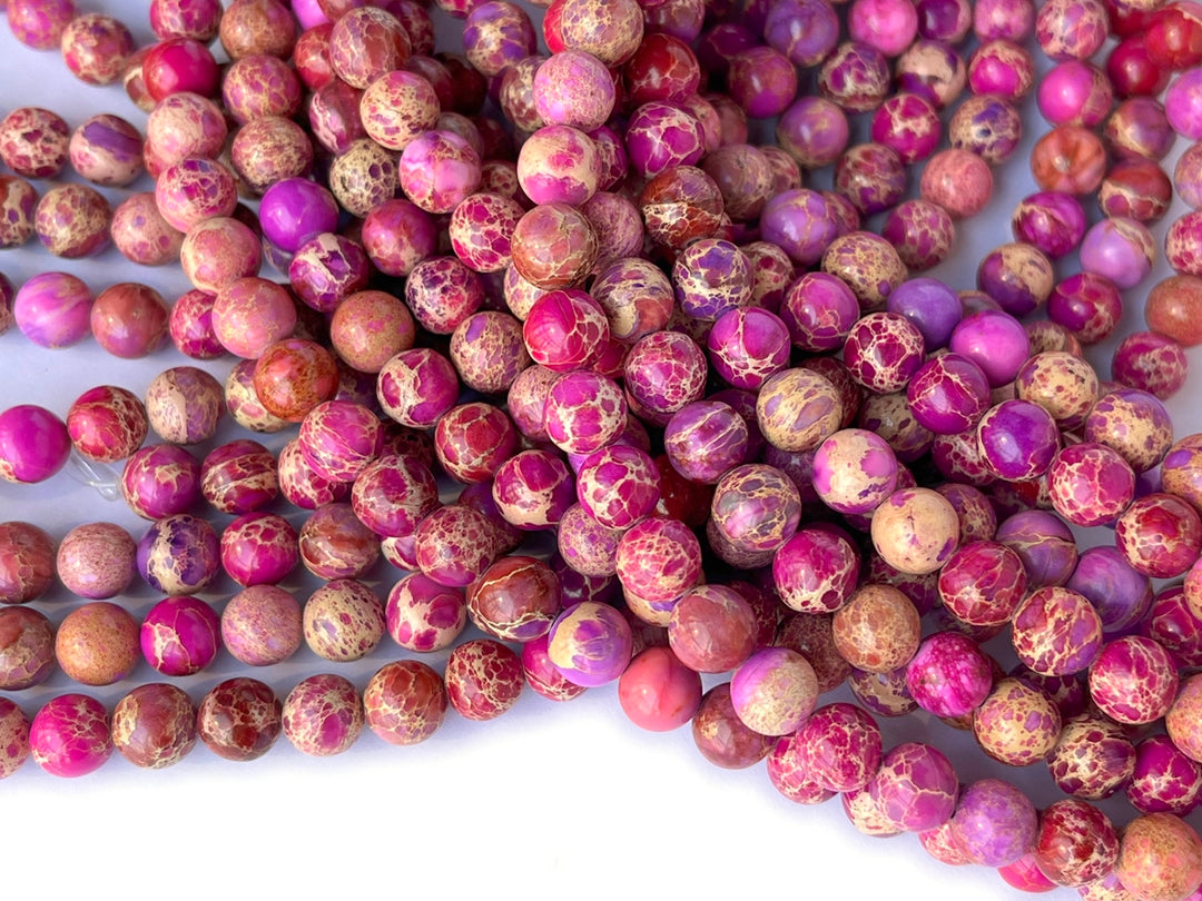 15.5" 8mm purple red emperor jasper round beads, Sea Sediment