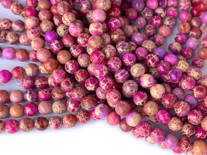 15.5" 8mm purple red emperor jasper round beads, Sea Sediment
