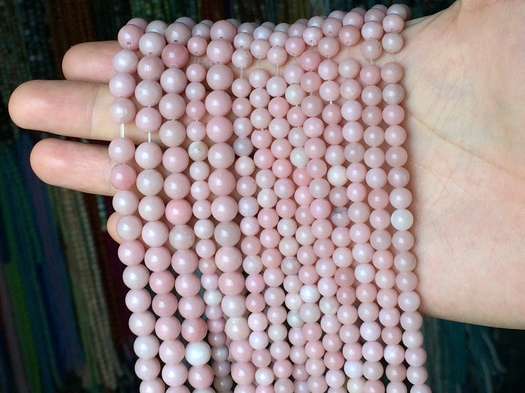 15.5" Pink opal 6mm/8mm round beads, pink gemstone beads,pink color semi-precious stone