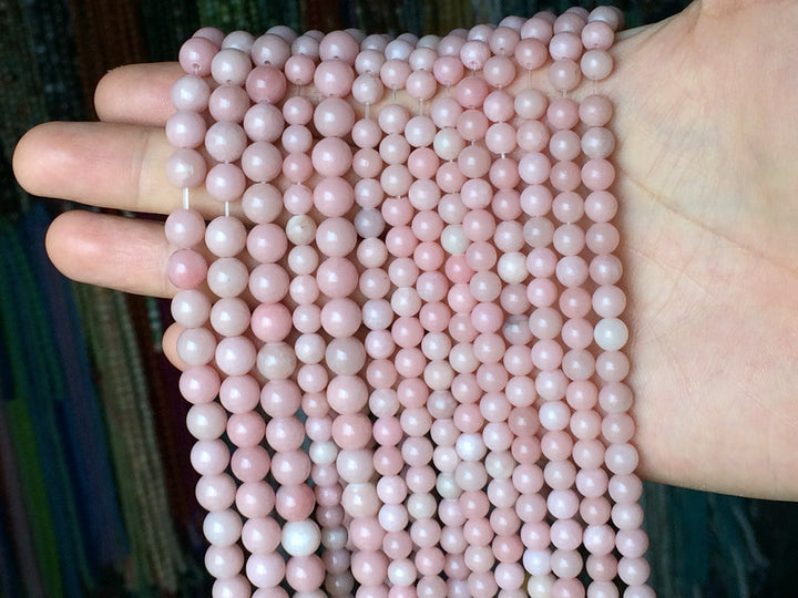 15.5" Pink opal 6mm/8mm round beads, pink gemstone beads,pink color semi-precious stone