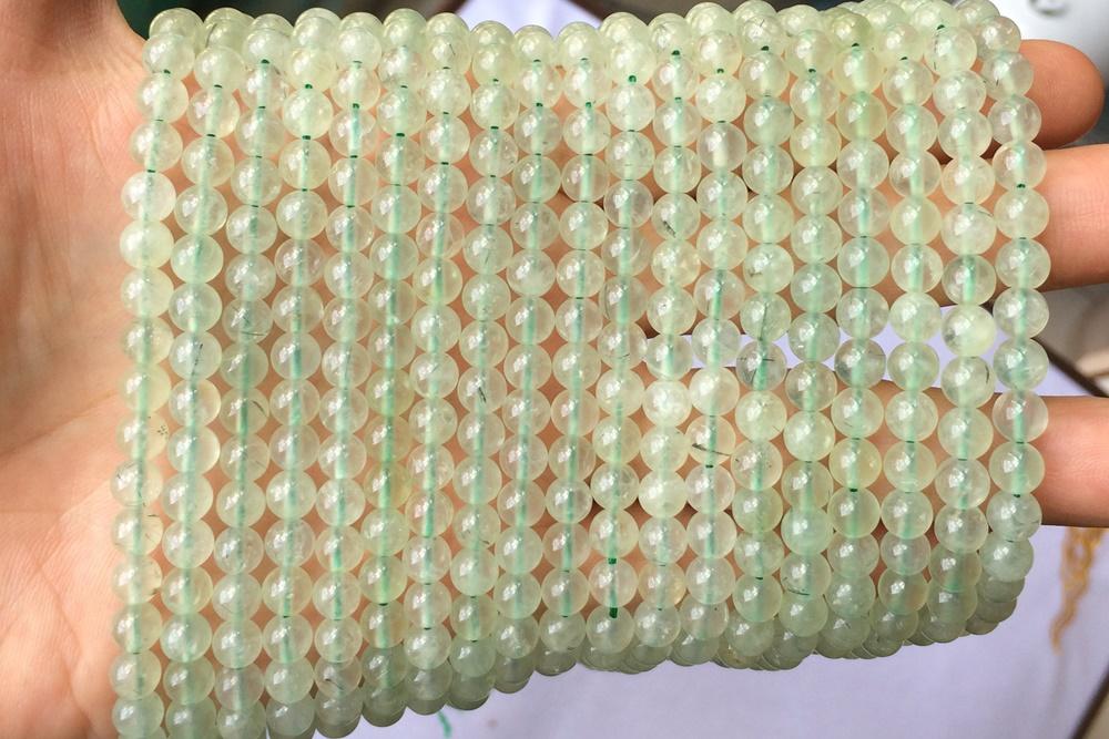 15.5" 6mm Natural green prehnite stone Round beads A