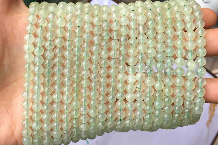 15.5" 6mm Natural green prehnite stone Round beads A