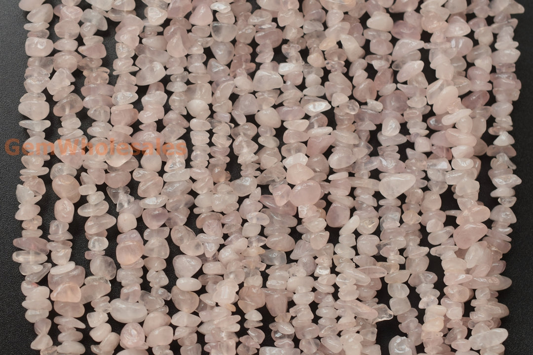 34" Natural Rose quartz 5x10mm chips beads, pink crystal