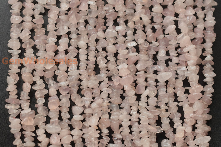34" Natural Rose quartz 5x10mm chips beads, pink crystal